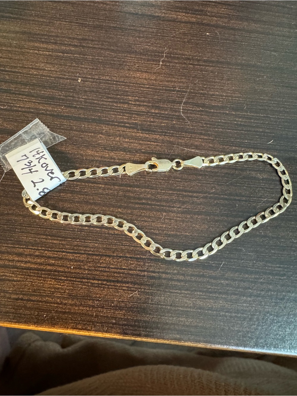 14k over 925 stamped acid test Classic Gold Chain Bracelet Cuban